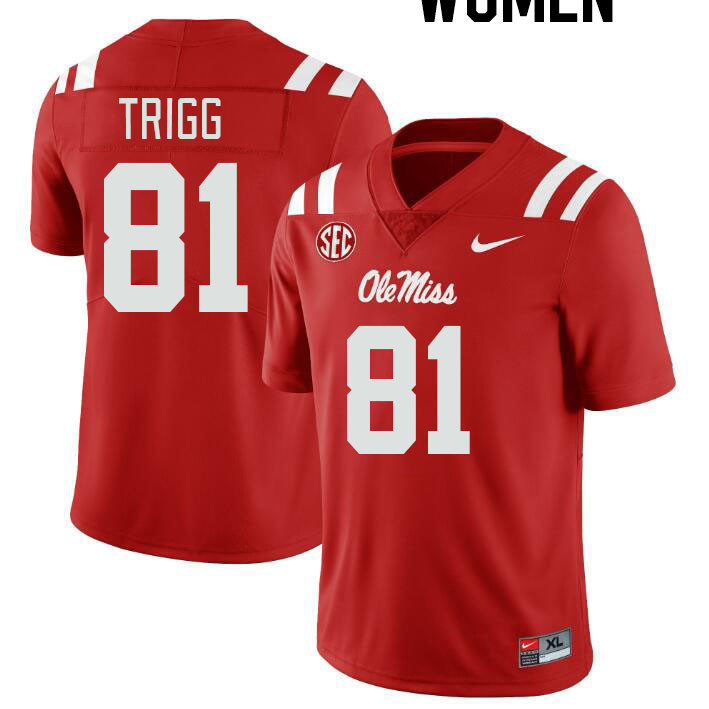 Women #81 Michael Trigg Ole Miss Rebels College Football Jerseyes Stitched Sale-Red
